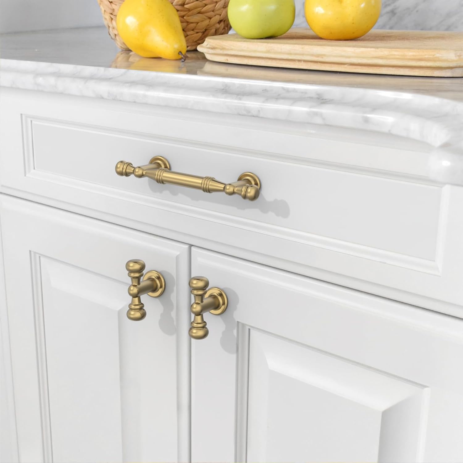Amerdeco 10 Pack Champagne Bronze Cabinet Pulls 3 Inch(76mm) Hole Center Drawer Pulls Cabinet Hardware Kitchen Cabinet Handles for Bathroom ZH0083