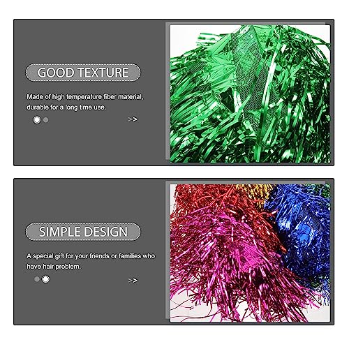 Homoyoyo 6PCS Colorful Foil Tinsel Wigs,Metallic Cosplay Prop Wigs for Costume Cosplay Photo Props Fancy Dress Shiny Party Costume Props (Mixed Color) - Image 3