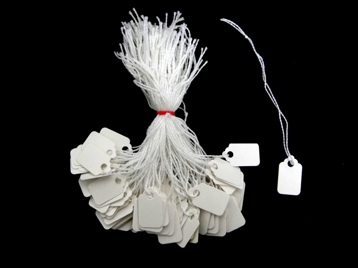 Ivy White Strung Tags 24mm x 15mm Jewellery Price Tags Tie On Labels (1000 Pack)