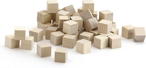 Hygloss Products Bloques de madera sin terminar, cubos de madera en blanco para bloques de construcción, 34 pulgadas, paquete de 72
