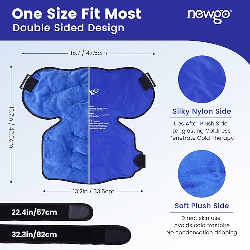Miniatura 2 de NEWGO Bolsa de hielo para hombro, manguito rotador, terapia de frío, envoltura de hombro grande para alivio del dolor y tendinitis, bolsa de hielo