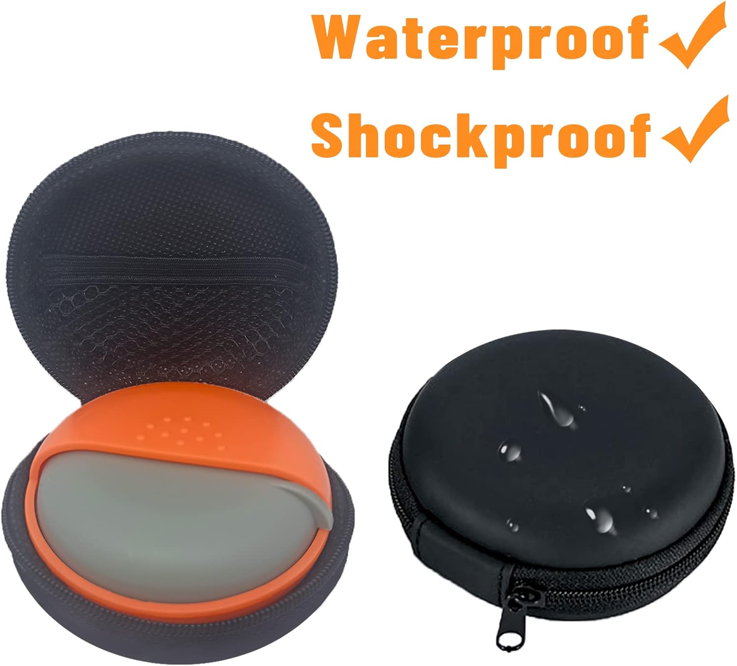 Pill Cases Travel Pill Organizer Portable Small Pill Box for Purse Cute Round Medicine Container for Pills Fish Oil Vitamine Supplements (Orange+Bag)