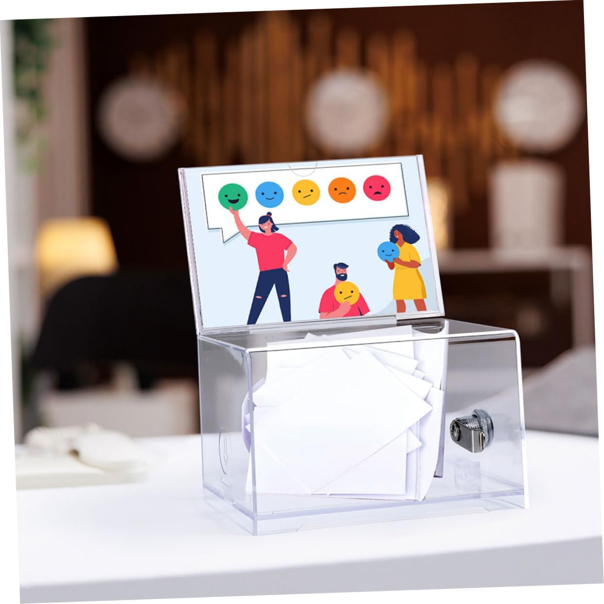 Gadpiparty 2Pcs Clear Card Storage Box with Sign Slots Acrylic Donation Box for Events and Parties Secure Tip Collection Raffle Box with Lock for Business Cards and Items