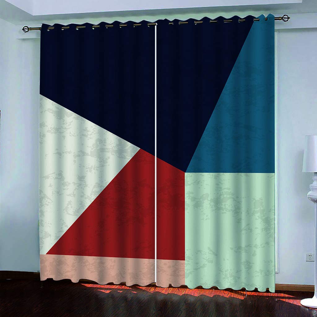 Maynuo Girls Curtains For Bedroom 3D Simple Geometric Stitching Eyelet Top Curtain For 62X78inch Kids Window Treatments For Home Decoration Thermal