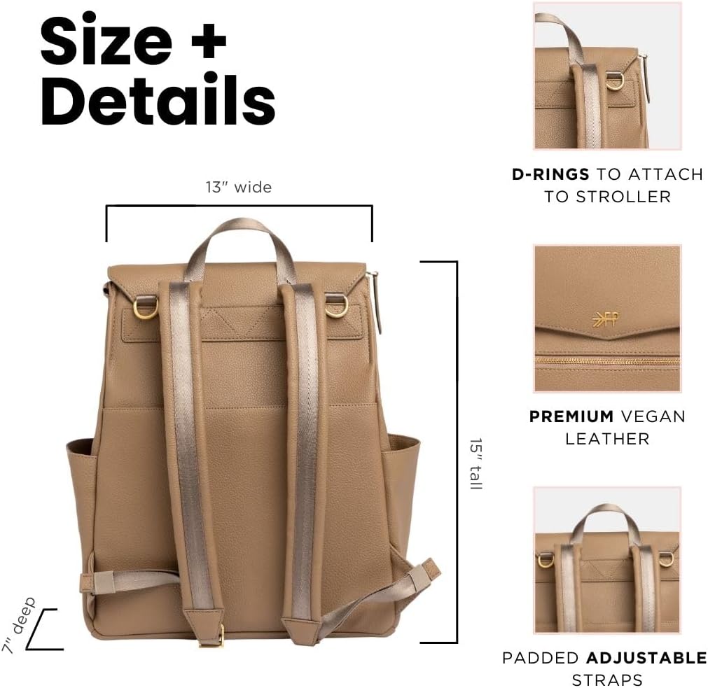 Leather Diaper Bag Backpack, Large Capacity with Insulated Pockets | Freshly Picked - Image 4
