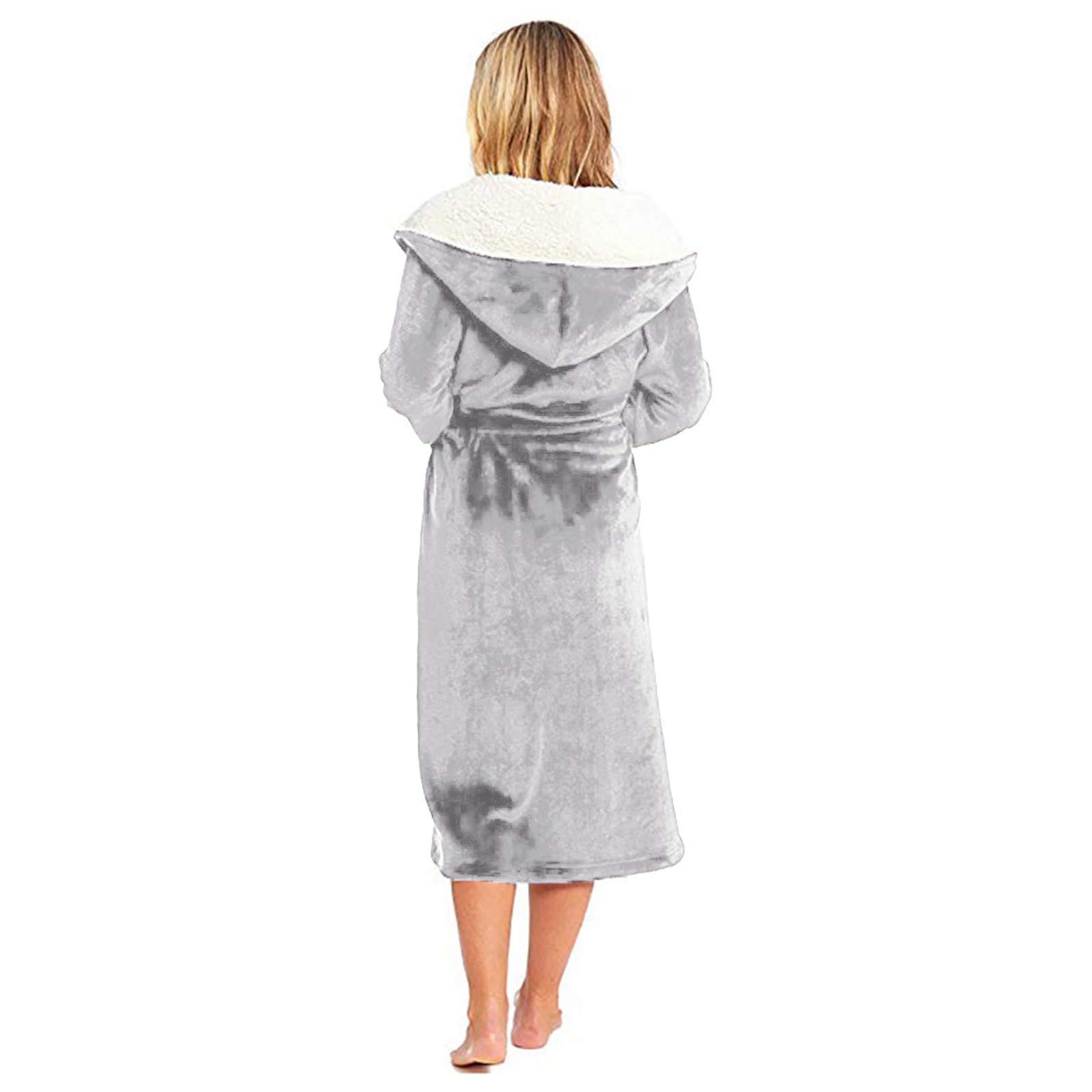 Damen-Pyjama, Winter, warm, Pilou, Bademantel und langer Pyjama, personalisierbar, Bademantel mit Gürtel und 2 Taschen, Kleidung für Zuhause, Wohnzimmer, Dusche, Schlafzimmer, Kleidung