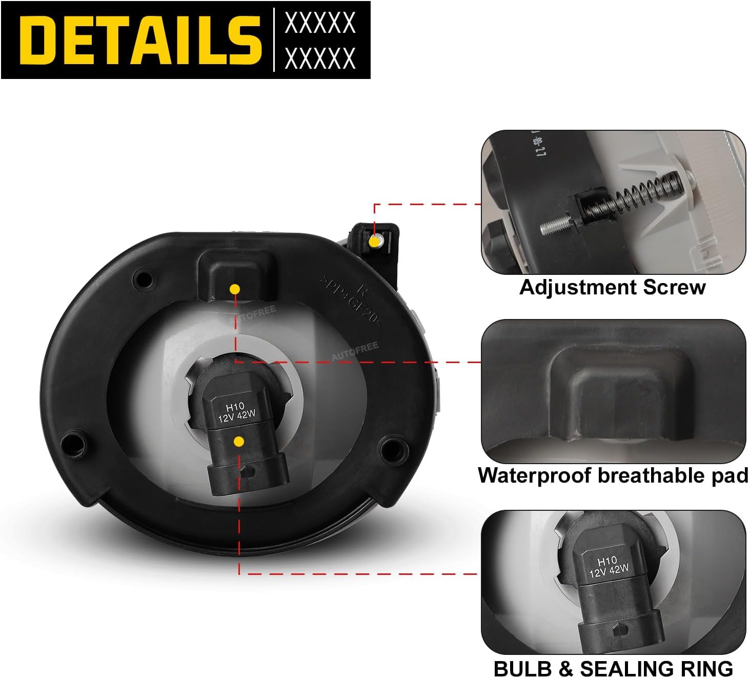 Fog Lights for Jeep Liberty 2002 2003 2004 with Bulbs H10 12V 42W OE Fog Lamps Assembly- 1 Pair (Clear Lens)