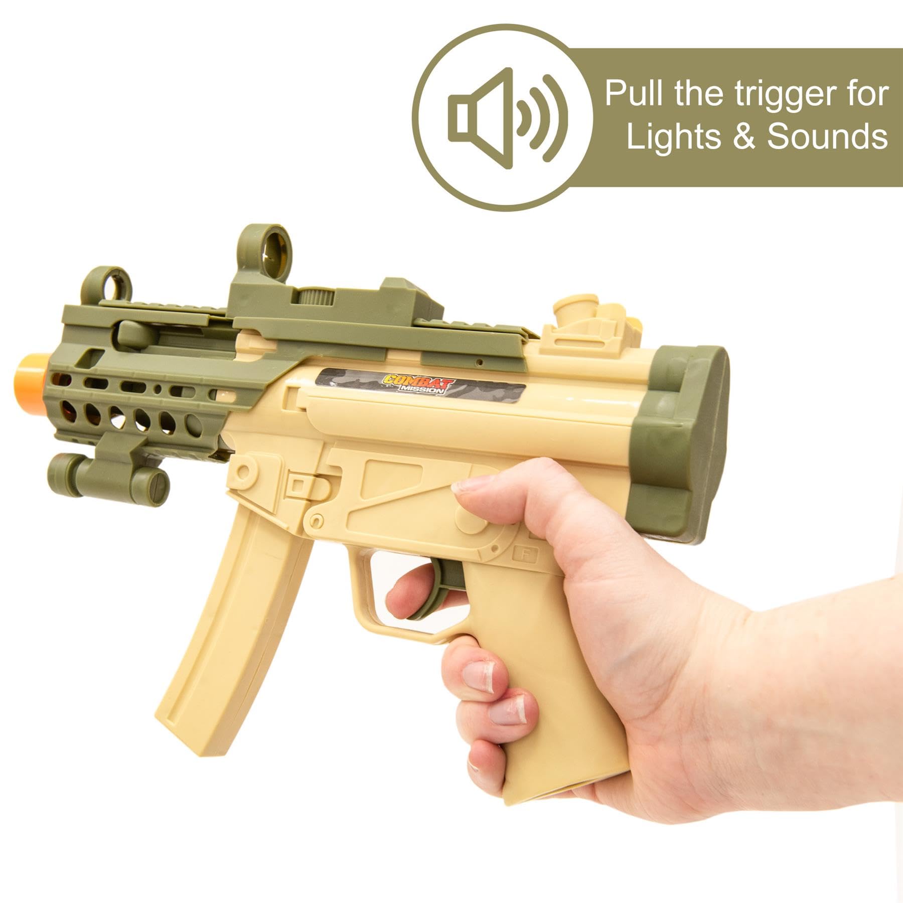 Combat Mission Kids Toy Sub Machine Gun, Green - Image 2