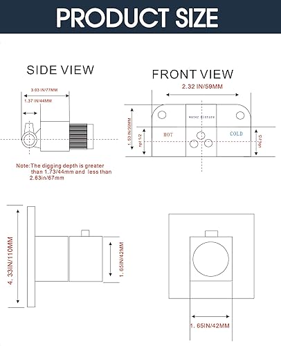 Miniatura 3 de BLTFAUCER Kit de ajuste de válvula de mango de ducha de níquel cepillado de una sola función para sistemas de ducha y grifos de ducha, válvula de