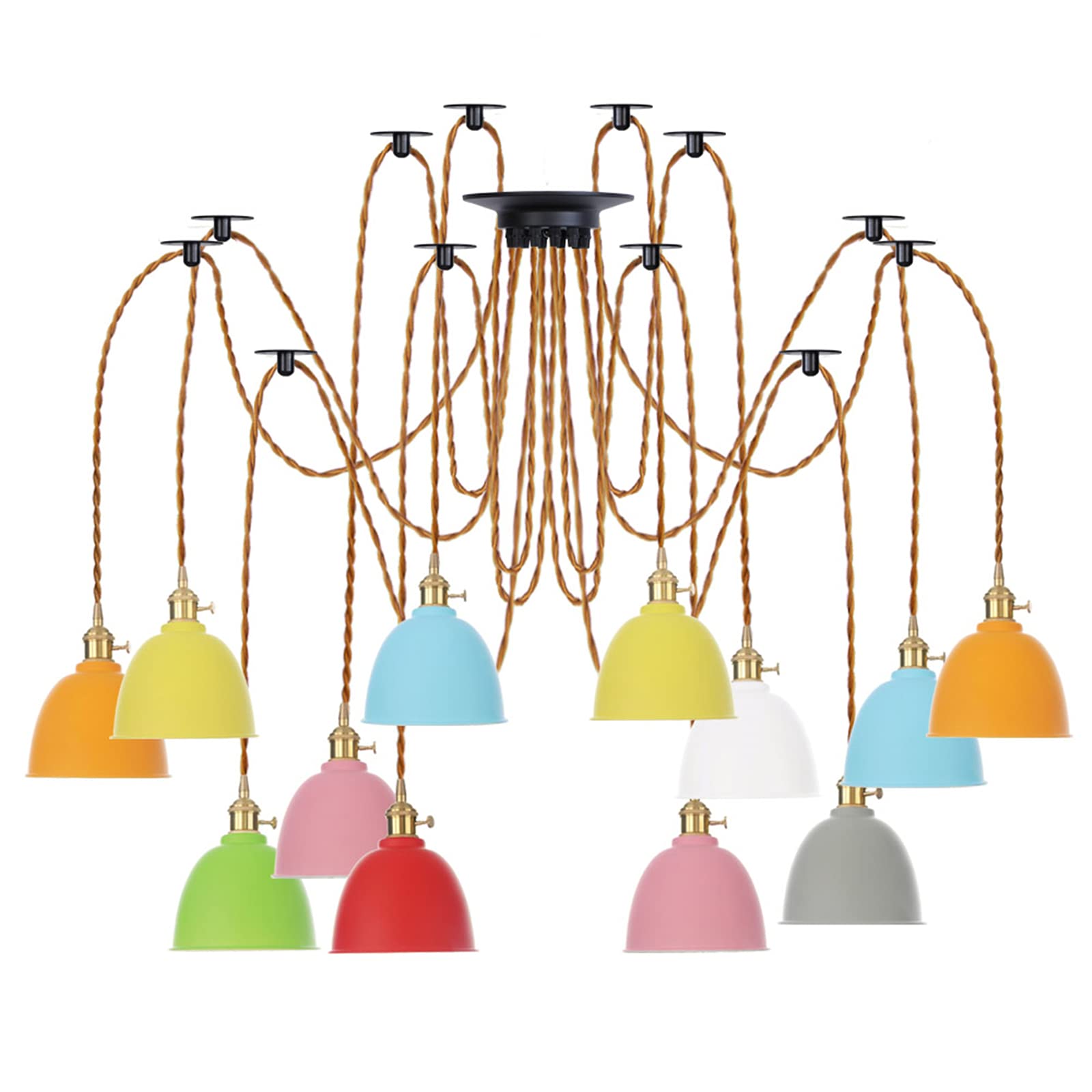 Lampe Suspendue Îlot de Cuisine Lustre Vintage Réglable 12 Top