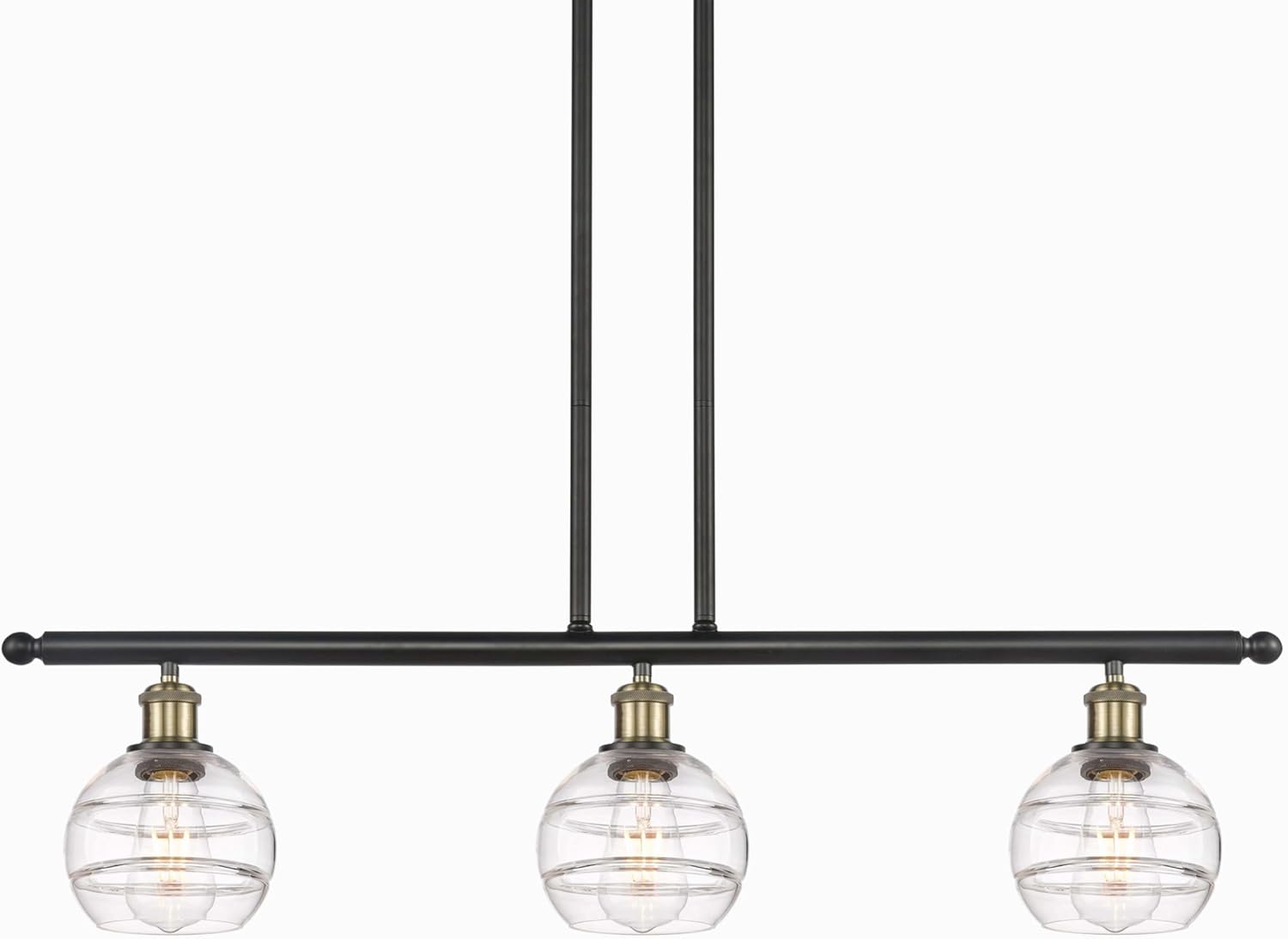 Innovations Lighting Rochester - 3 Light Stem Hung Island in Industrial Style-8.38 Inches Tall and 36 Inches Wide-Black Antique Brass Finish-