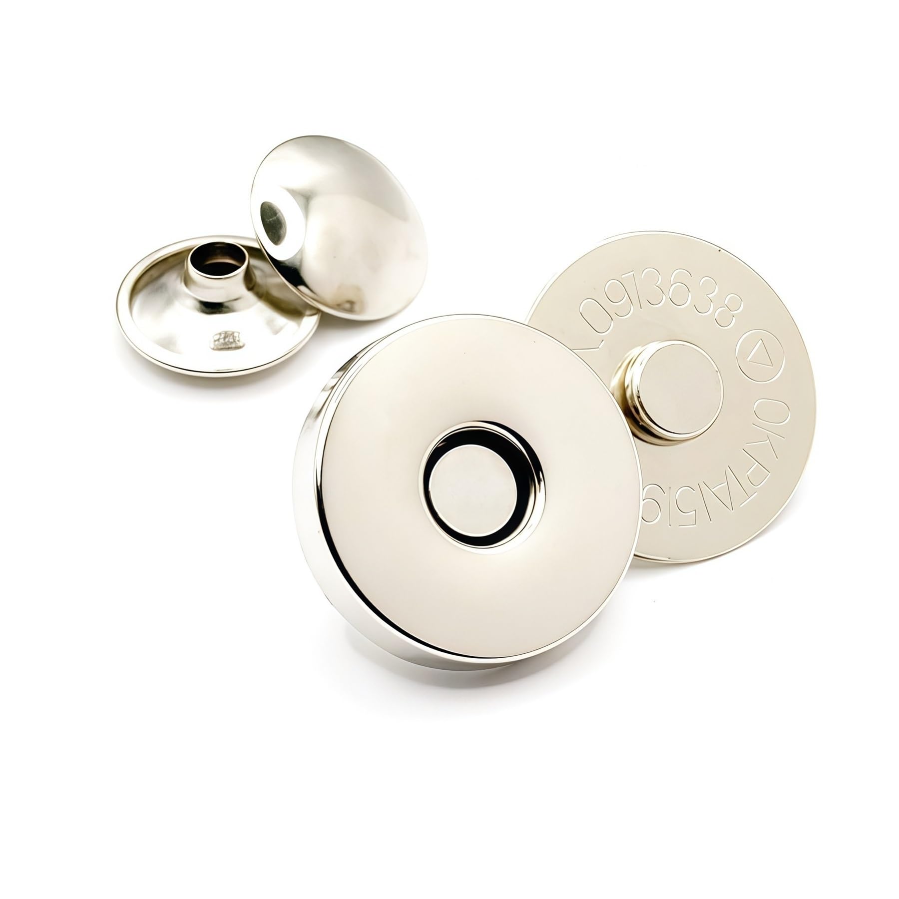 Magnetic Press Studs 10-100Sets RoYishi 14/18mm Diameter Round Magnetic Snap Sets, Strong Button Clasps Double-Sided Leather Snaps(Silvery,10 Sets,14mm)