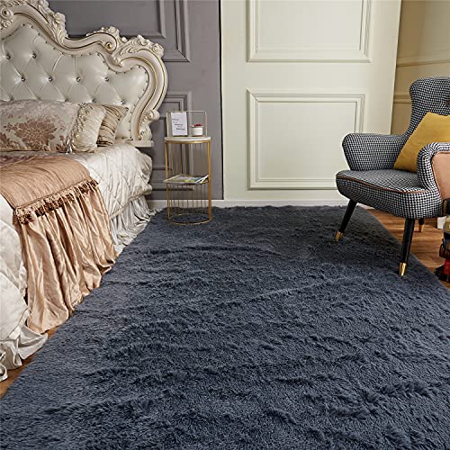 Arbosofe Fluffy Soft Area Rugs For Bedroom Living Room, Dark Gray Shaggy Rugs 5 X 7 Feet, Carpet For Kids Room, Throw Rug For Nursery Room, Fuzzy Plush Rug For Dorm, Cute Room Decor For Baby #TOP6