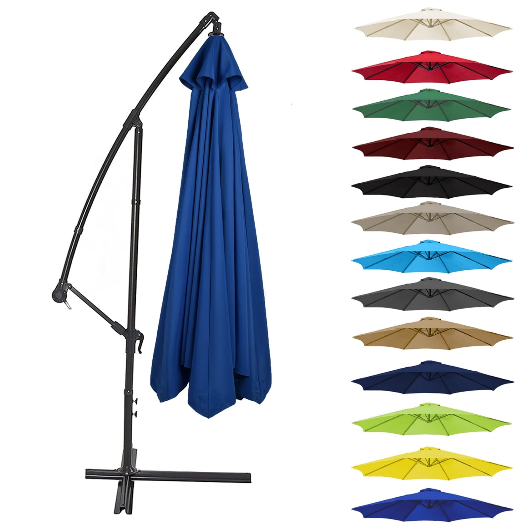Canopy Cover 200CM 2.7M 300CM (6 Arms/8 Arms) Umbrella Replacement Cloth Cantilever Parasol Top Fabric Cover UV Protective(Color:Royal blue,Size:6 ribs-3m(9.8ft))