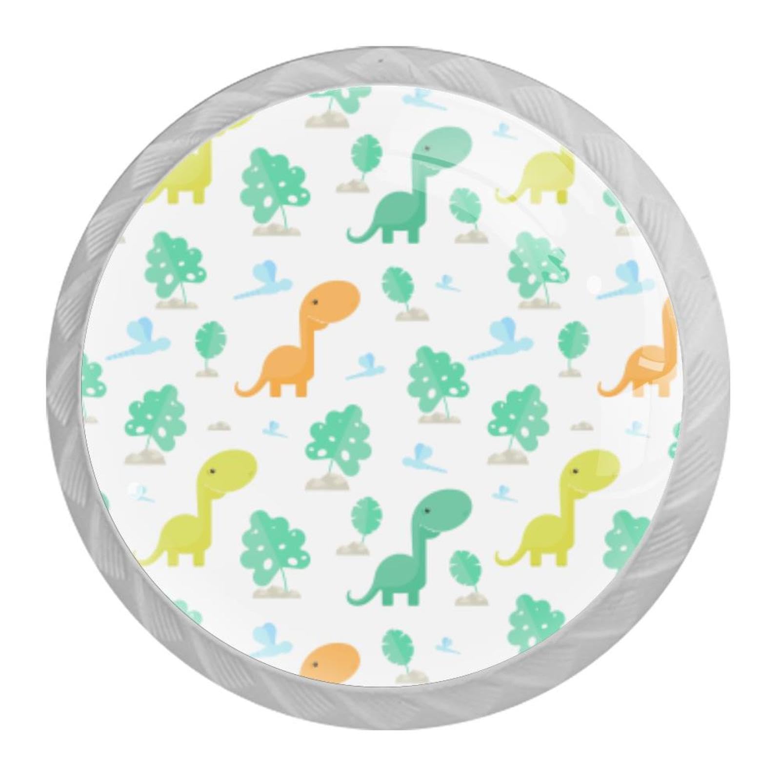 Tqmspg Multi20 4 Pieces Drawer Pulls Cute Dinosaur Pattern Door Knobs Dresser Handles For Kitchen Wardrobe Cupboard Hardware Furniture
