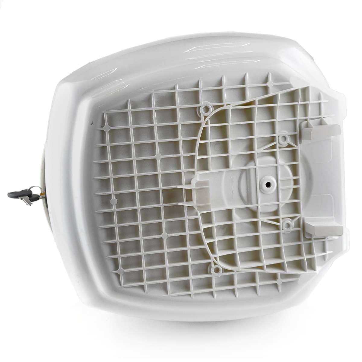 Generico Topcase komplett mit Gepäckträger kompatibel mit Vespa GTS GT GTV weiß von 2006 bis 2024 Komplettset
