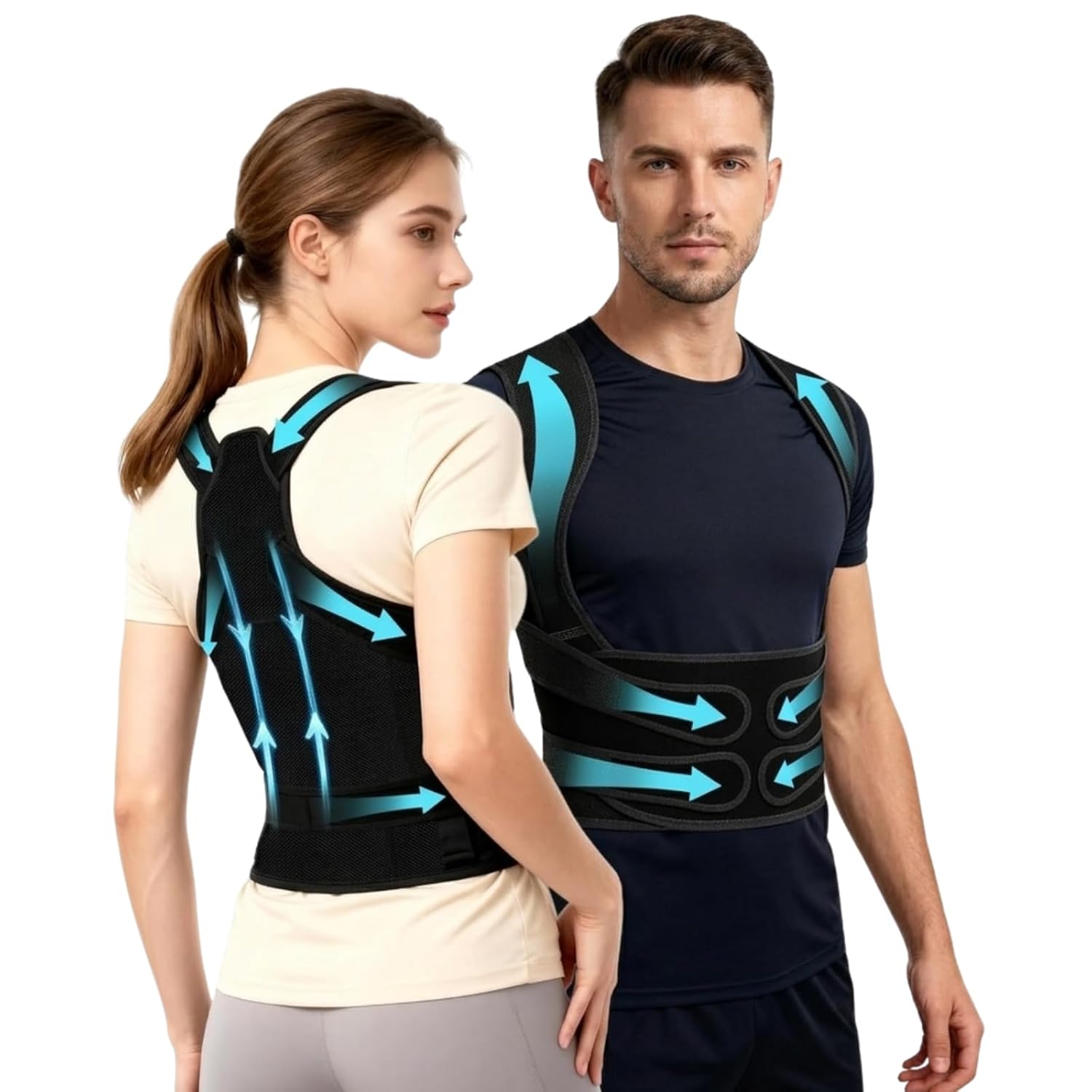 Posture Corrector for Women & Men, Adjustable Back Brace for Upper & Lower Back Pain Relief, Breathable Mesh Shoulder Straightener for Neck, Spine & Hunchback Correction, Office, Home & Daily Wear (Medium)