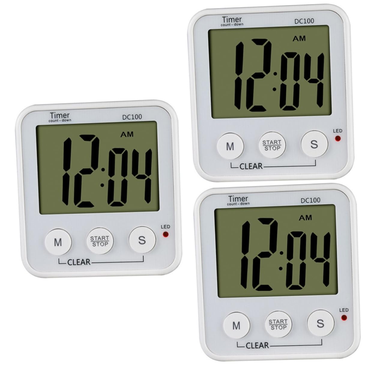LIFKOME 3-częściowy Łatwy Do Odczytania Cyfrowy Kuchenny Timer Niskie Zużycie Energii Magnetyczny Patyczek Bez Baterii Biały Timer Odliczający