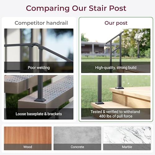 Miniatura 3 de Barandales de exteriores para escaleras, hierro forjado color negro (2 escalones)