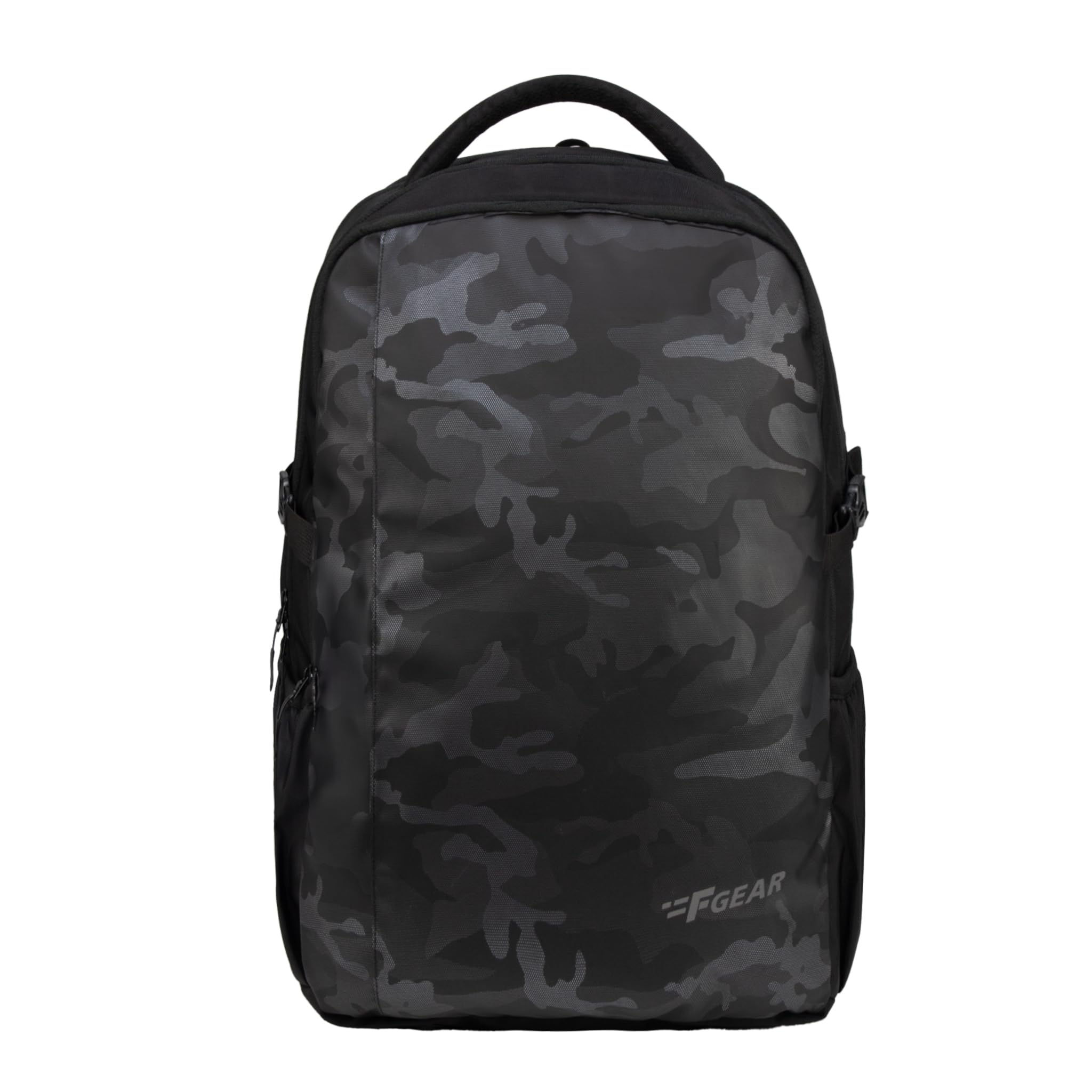 F GearTalent Camo Black 31L Laptop Backpack with Raincover | 2 Compartments & 1 Pocket | Durable & Stylish | Water-Resistant Comfortable Bag for College, Office & Travel | Fits Upto 17 Inch Laptop
