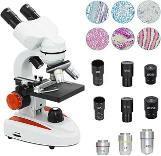 40X-2000X Metal Binocular Biological Microscope for School Students Lab 10X 25X 2X Eyepieces Microscope for Adults Kids
