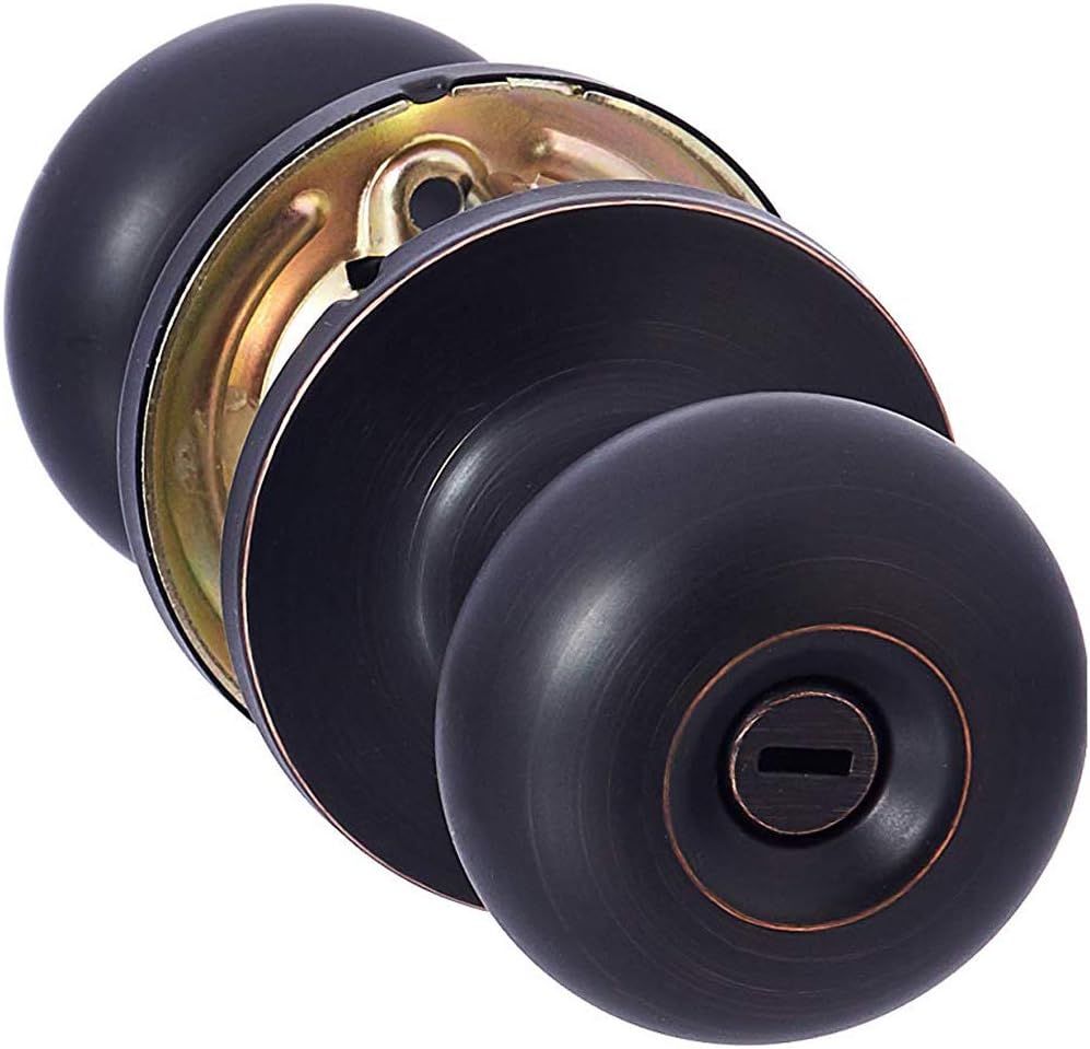 Amazon Basics Privacy Door Knob With Lock, Round, Oil Rubbed Bronze