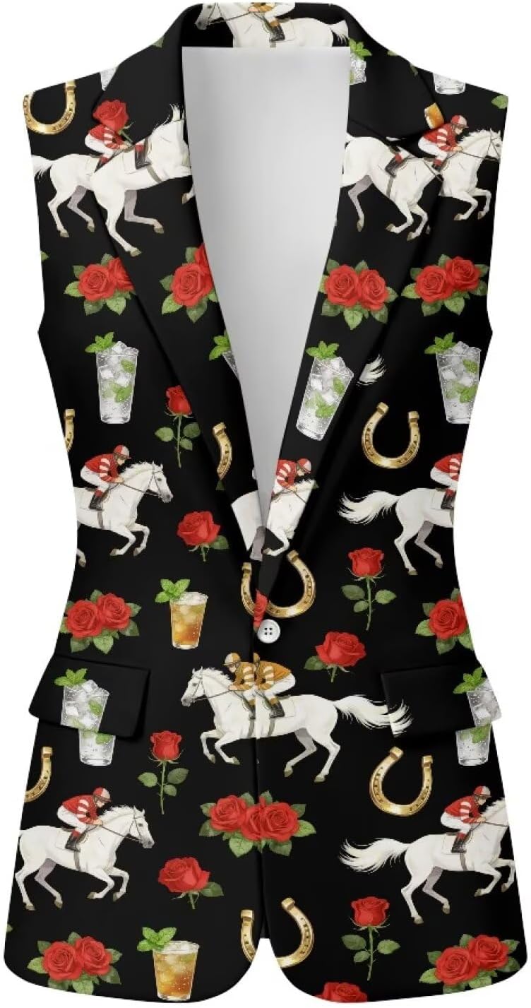 Women's Dressy Casual Vest Tops with Pockets Lightweight Sleeveless Blazers Work Party Tuxedo Suit Waistcoat S-5XL