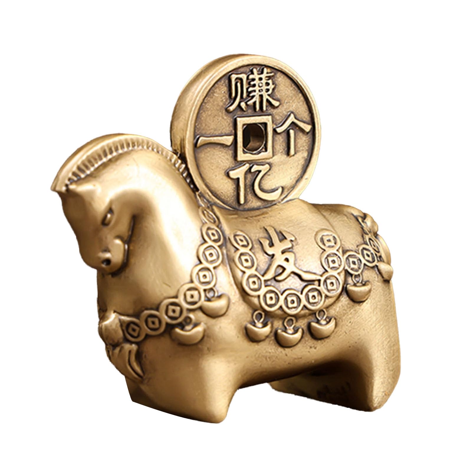 Glifora Small Brass Horse Statue - Chinese Zodiac Horse Figurine, 2026 Year of Horse Tabletop Mascot Ornament, Feng Shui Lucky Animal Craft for Home and Office Decor