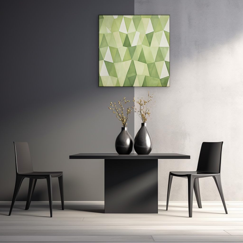 Canvas for Living room. Emerald Enigma: A Dance of Geometric Intrigue and Serene Hues, 27 x 18 inch Canvas Wall Art - Contemporary Masterpieces - Modern Home Decor - 69x46 cm (27x18 inch)