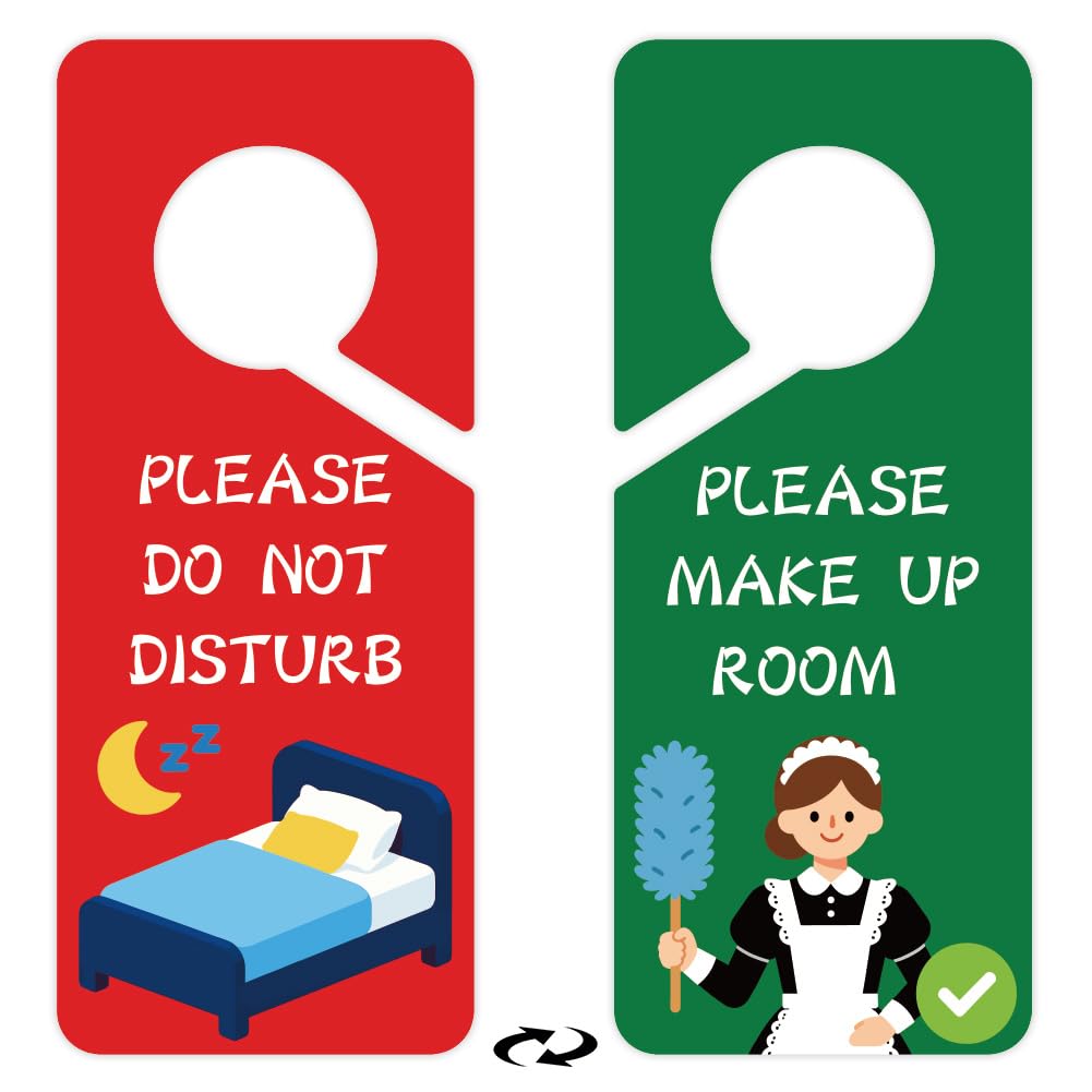 PRESSINART 2Pcs Sleeping Do Not Disturb Door Sign Double Sided 9 x 4 Inch