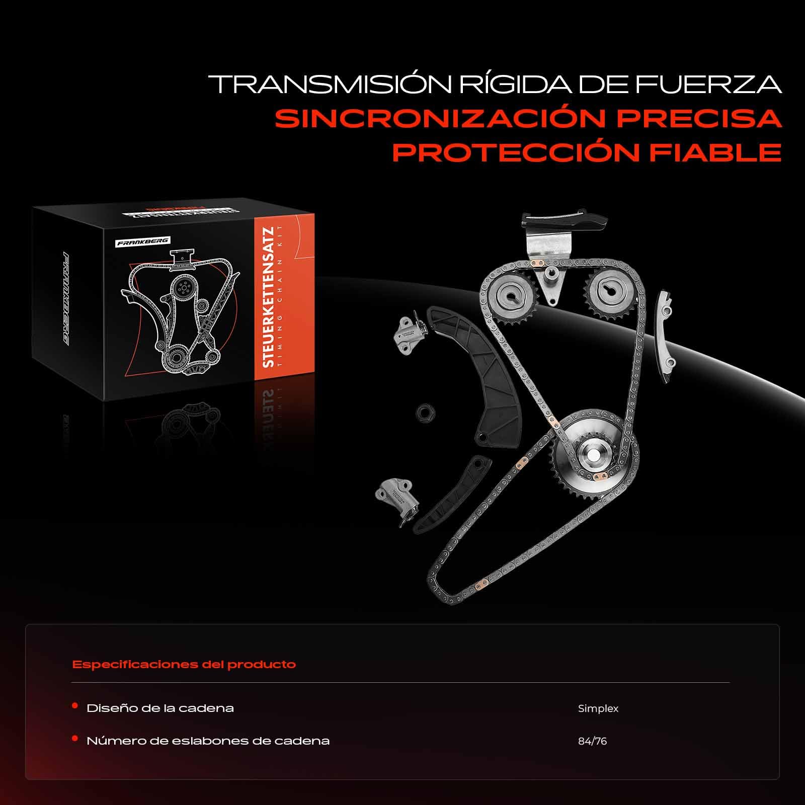Frankberg Kit de cadena de distribución 243762A000 | Compatible con: i30 GD, Alma AM, Río III UB, Venga YN, iX20 JC, Getz TB, Río II JB, Cerato LD, Picanto SA