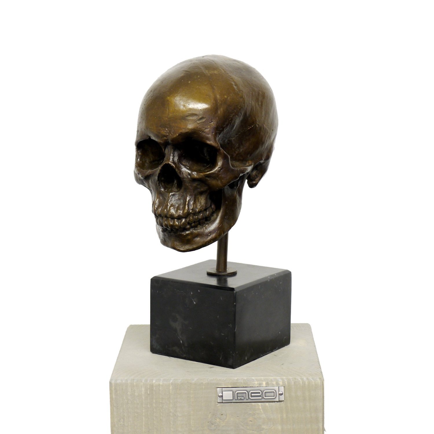 Calavera de bronce Kunst & Ambiente escultura de cráneo firmada Alfred Stevens calavera tatuaje