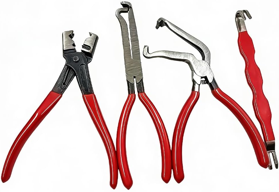 4 Pcs Automotive Electrical Disconnect Pliers Kit,Electrical Connector Removal Tool,Straight & 60 °Automotive Connector and Hose Clamp Pliers