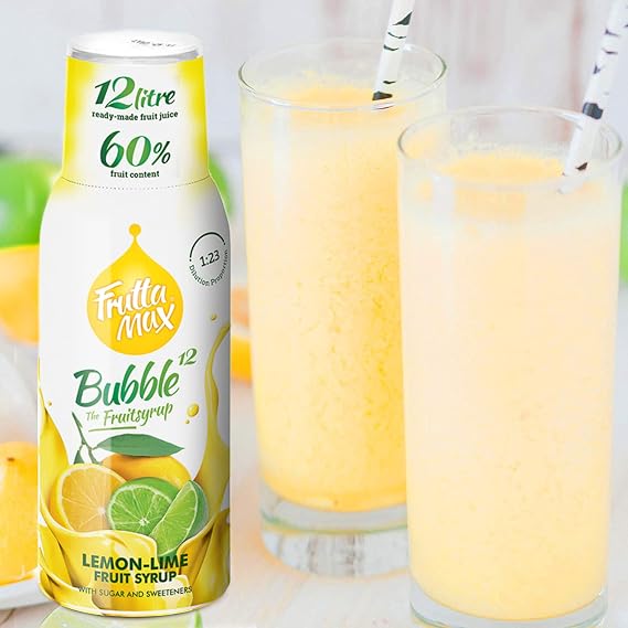 FruttaMax Lemon and Lime Syrup | Less Sugar | 60% Real Fruit Concentrate | Suitable for soda Machine 500ml