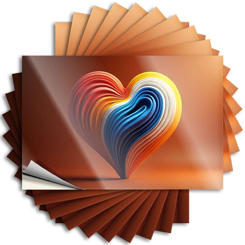 Fzfn Colour Saying Fun Bath Sets Window Colorful Heart-Shaped Waves On An Orange Background - No Residue Decals For Ideas(6X9cm)