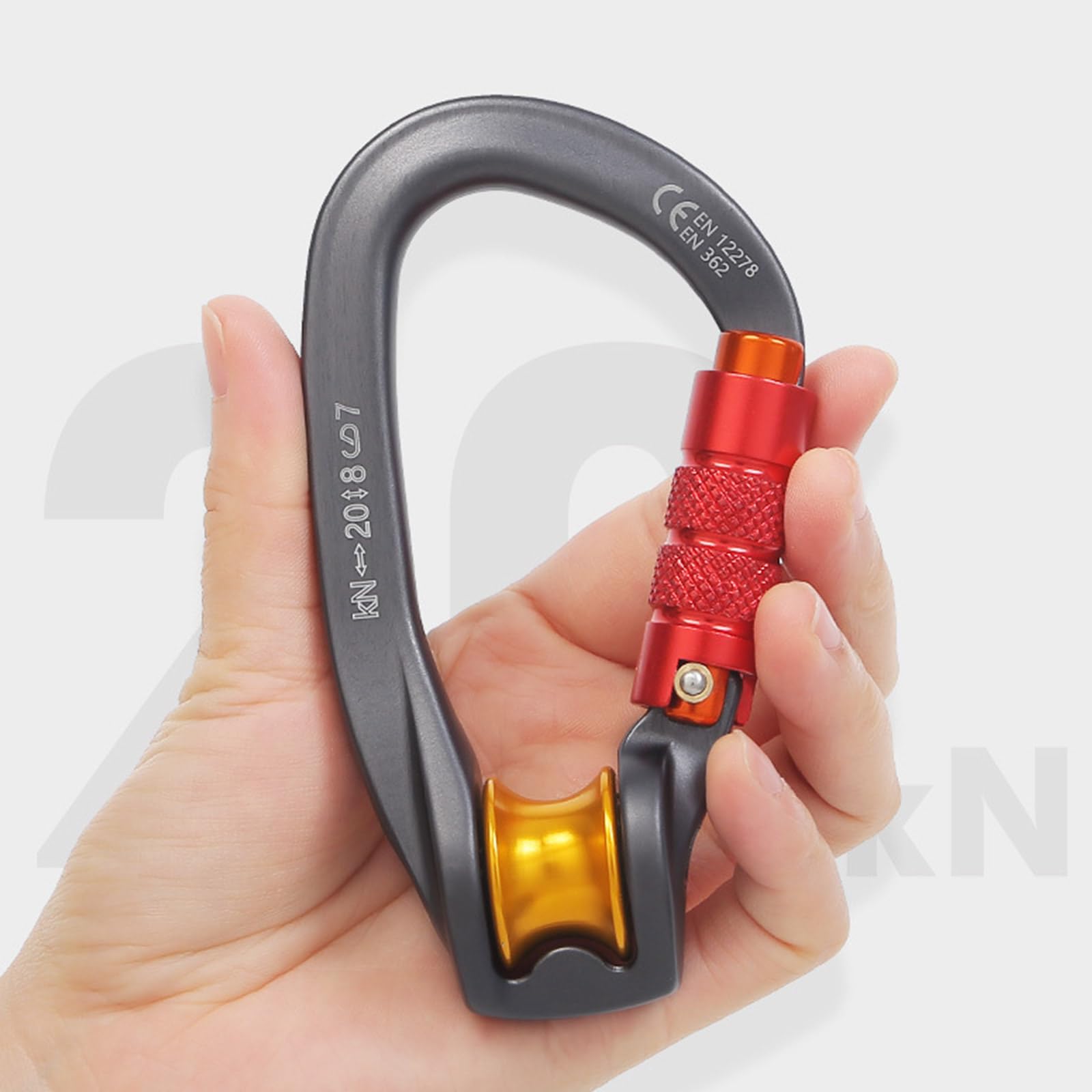 Mousqueton robuste en forme de D 20 kN en alliage d'aluminium avec vis d'escalade pour le camping en plein air et la randonnée, boucle d'escalade