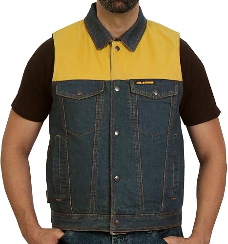 Hot Leathers Men’s Blue Premium Hybrid 2‑Tone Leather & Denim Conceal & Carry Cl