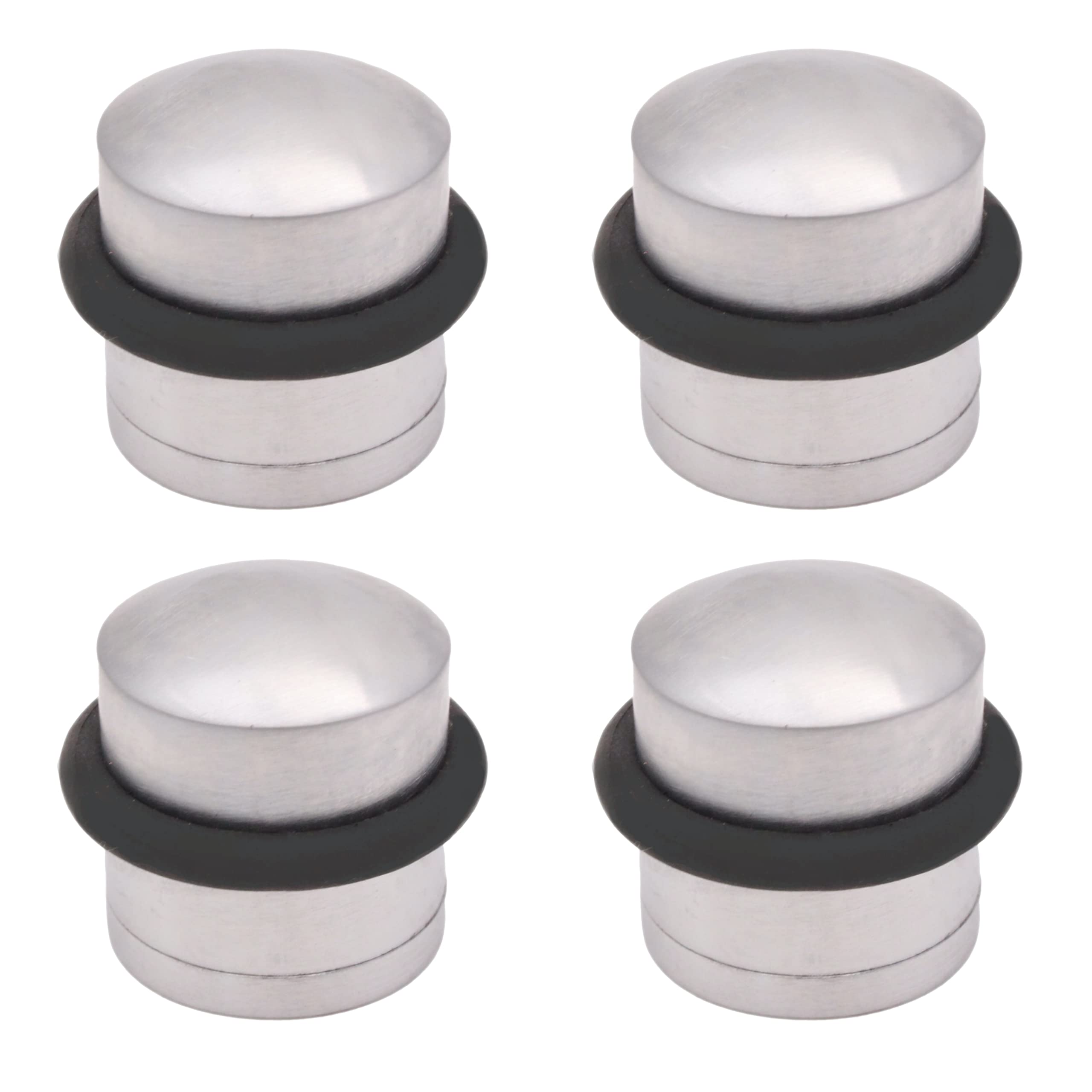 Eai Satin Chrome Door Stop Dome Solid Floor Mounted - Pack Of 4
