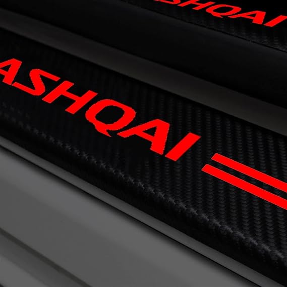 4pcs Car Door Sill Protector for NIS-san Qashqai J10 J11 J12 2009-2021 Tuning Accessories, Car Threshold Scuff Plate Styling Decorate Self-Adhesive Carbon Fiber Stickers,Black