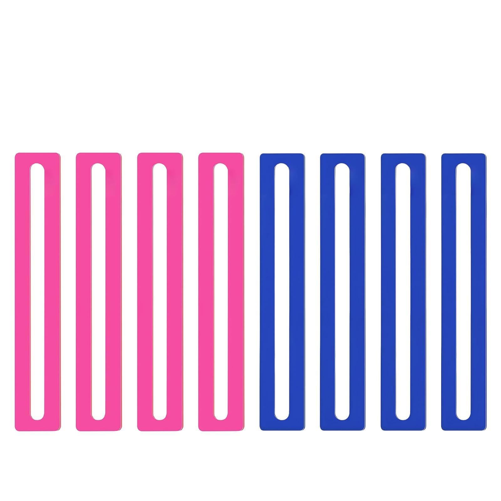 Huakaile 8 Pieces 6'' Acrylic Guided Reading Strips Ruler Set, Clear Reading Line Tracker Finder, Colored Overlays Bookmarks Highlighter Helper Marker Tools for Dyslexia Player Beginner (Pink & Blue)