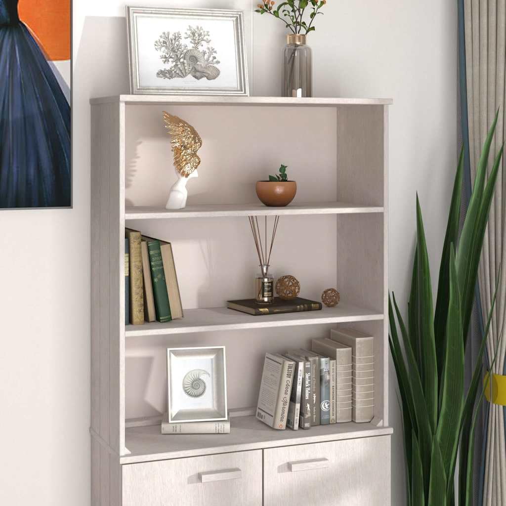 Solid Pine Wood Highboard Top with Two Shelves, White MDF Medium for Ample Storage and Rustic Style, Durable Easy Maintenance Wall-Mounted Furniture