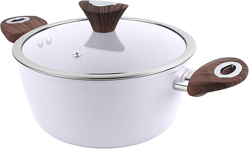 Phantom Chef Cacerola de 4.4 cuartos de galón Olla Revestimiento de cerámica antiadherente de cuerpo de aluminio Con mango suave al tacto que se