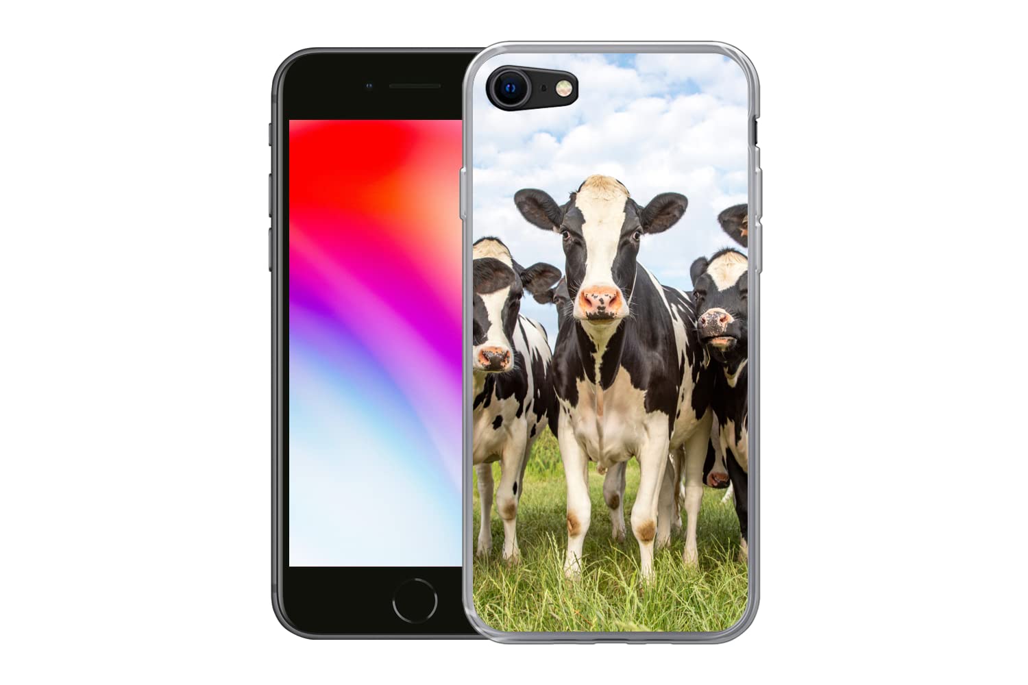 MuchoWow Funda para iPhone 8 - Vacas - Pastos - Animales - Naturaleza - Hierba - Funda de Silicona/Funda Blanda para teléfono móvil