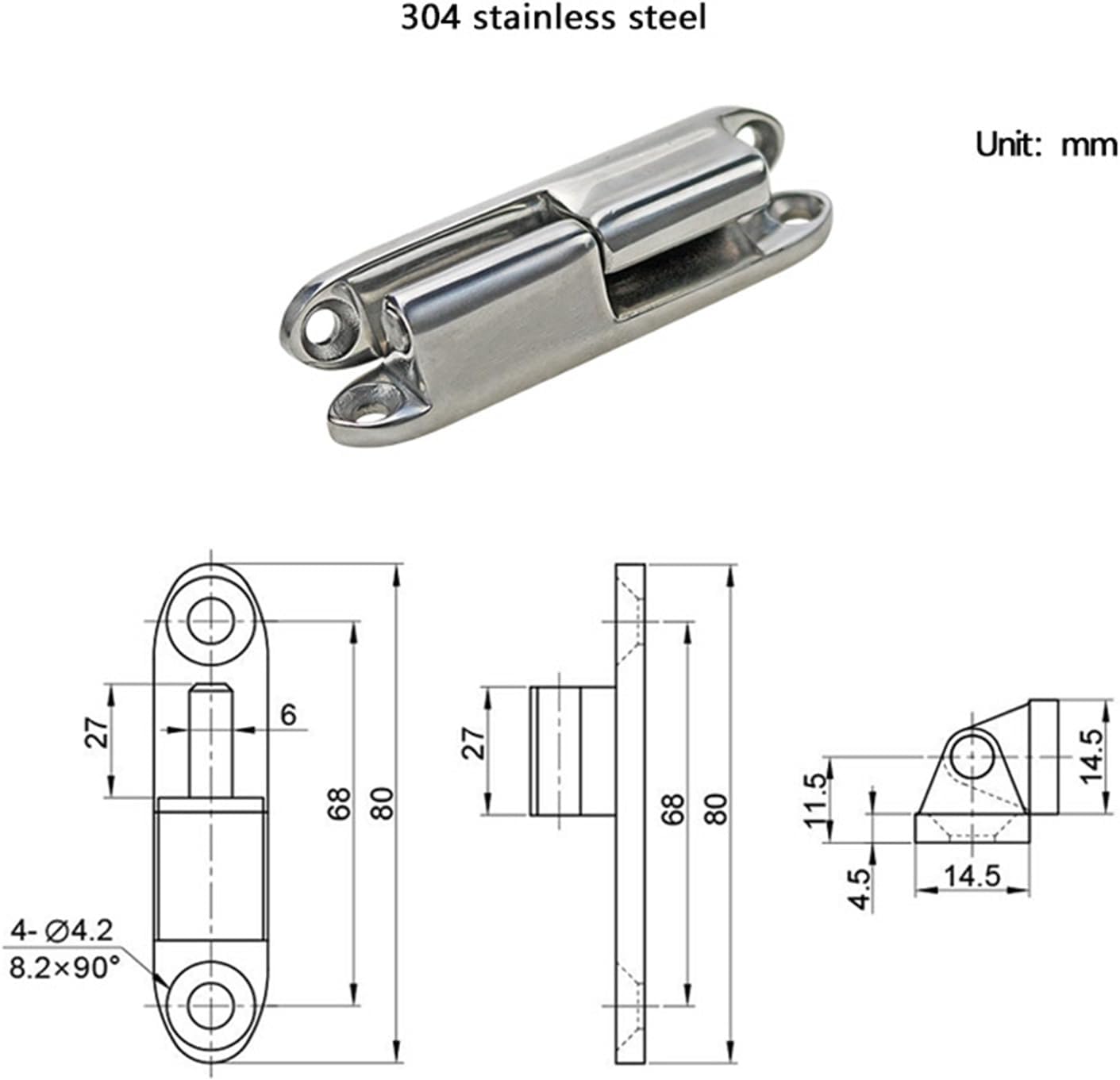 304 Stainless Steel Or Zinc Alloy Detachable Removable Hinge for Industrial Equipment Cabinets - Corner Insert Door Hinge 1Pcs(1-304 SS)