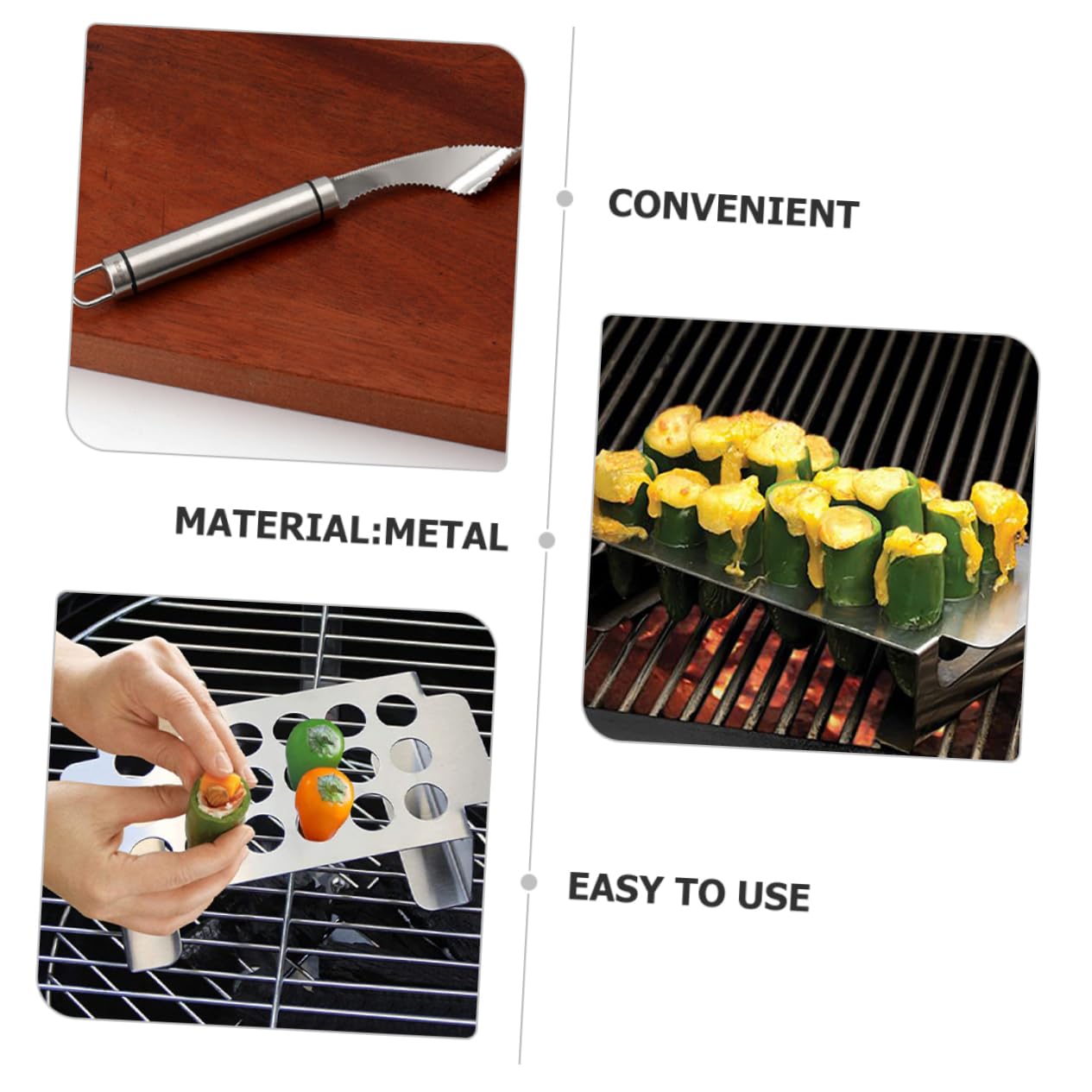 Soporte con Acero de Pimienta Parrilla Inoxidable para Descorazonador Herramienta Multifuncional Barbacoa y Cocina, Adecuado para Muslos de Pollo