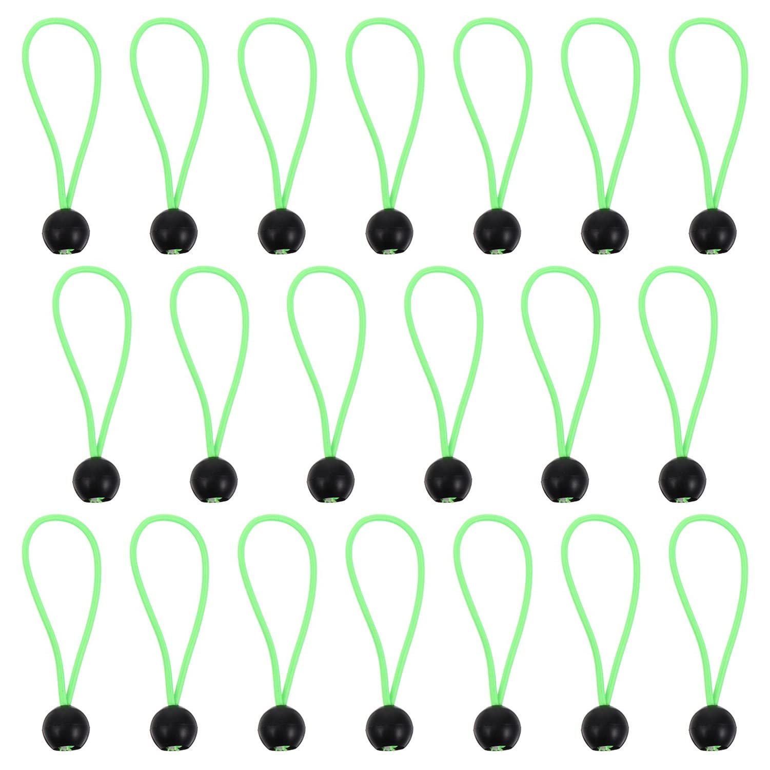 Easnea Green 20Pcs Ball Bungee Cords, Tent Fix Rope Tarp Bungee Cords Tarp Tie Down Cord Tarpaulin Bungee Cords For Canopy, Tarp, Straps, Tent, Poles, Wires
