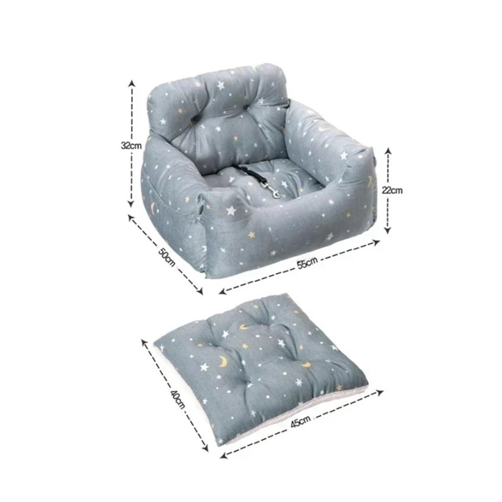 Cuscino di sicurezza per auto per animali domestici, rimovibile, lavabile, per quattro stagioni, universale, per esterni, viaggi, per interni (quadrato grigio scuro)