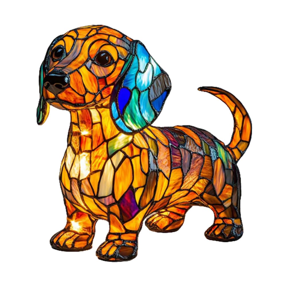 TASBER Series Art Dog Lamp, Colorful Resin Dog Tabletop Night Light, Cute Pet Dogs Themed Led Bedside Lamps with Warm Ambient Glow, LED Table Lamps Fun Gift for Dogs Lovers (Dachshund)