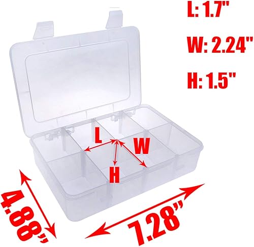 Miniatura 2 de Xiaoyztan Organizador de plástico transparente de 8 rejillas con divisores ajustables, joyero de almacenamiento de cuentas para piezas pequeñas