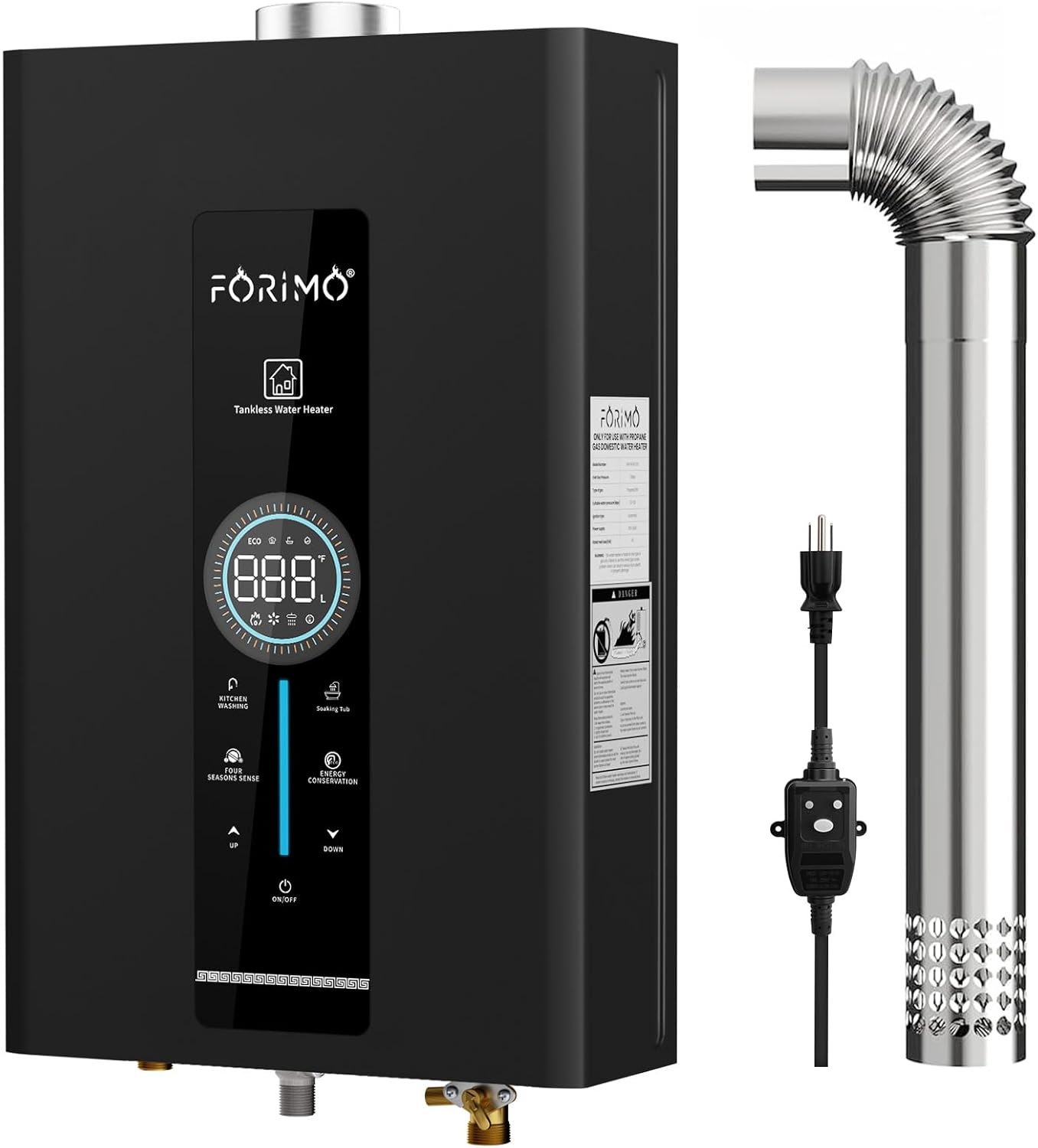 Propane Tankless Water Heater, 4.74 GPM 18L Indoor, Instant Hot Propane Gas Water Heater, Constant propane water heater with Fahrenheit Digital Display,Multi-Protection